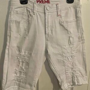 Preme  White Denim Shorts